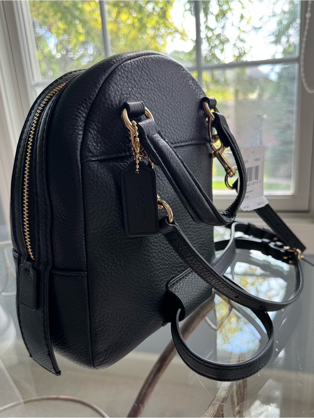 NWT Coach Andi Pebbled Leather Backpack Black Gold Hardware - Picture 7 of 14
